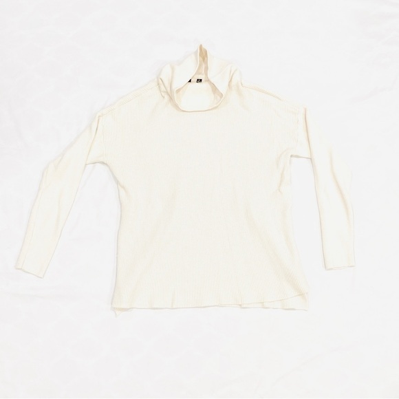 NWOT Devotion by Cyrus Cowlneck Turtleneck Cream Color Ribbed Sweater - Picture 1 of 5
